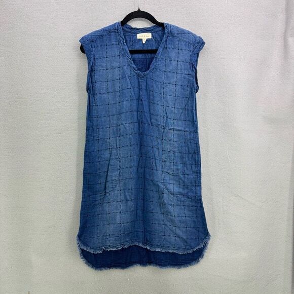 Anthropologie Cloth & Stone Frayed Chambray Tunic Dress XS - Picture 3 of 11